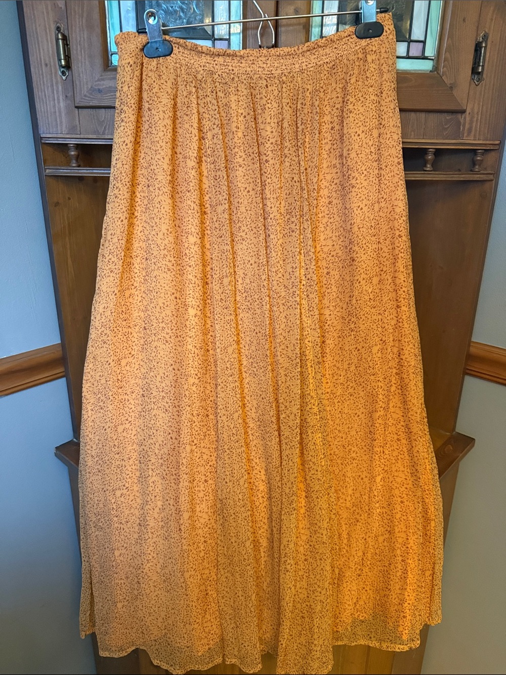 Women's Floral Maxi Skirt - Orange